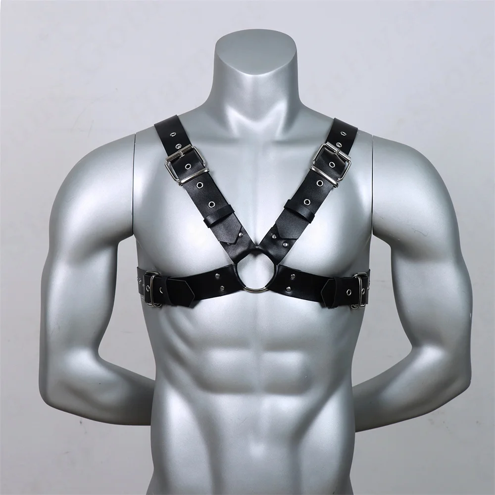 Men Harness Belts Fetish Gay Clothing for Sex Rave Sexual PULeather Chest Adjustable BDSM Gay Body Bondage Cage Harness Lingerie