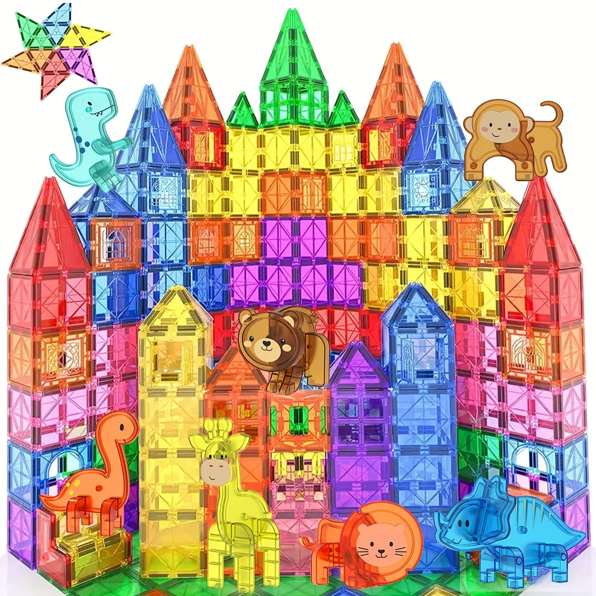 

Magnetic Building Block Toys Magnetic Tiles with Animal Dinosaur Magnetic Props, Boys and Girls Holiday Birthday Gifts