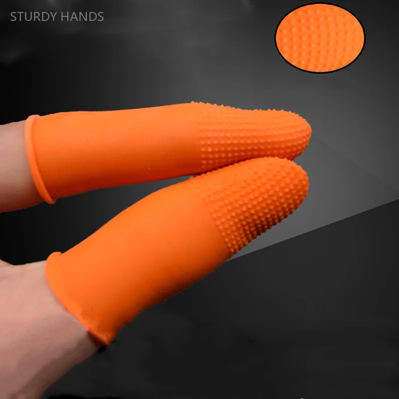 

50/100Pcs Reusable Orange Finger Cots Natural Rubber Latex Non-slip Finger Cover Protective Industry Nontoxic Gloves Nail Tool