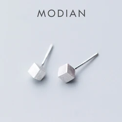 Modian autentico modo 925 Sterling Silver 3D quadrato smerigliato orecchini per le donne di lusso fascino carino gioielli dichiarazione