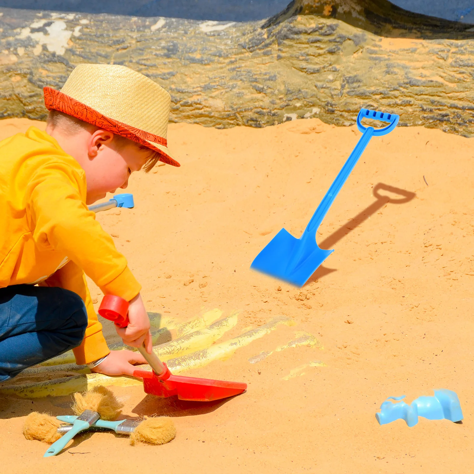 Pala in plastica ispessita resistente per bambini con punta appuntita, perfetta per lo scavo della sabbia, giochi in spiaggia, pala da neve portatile