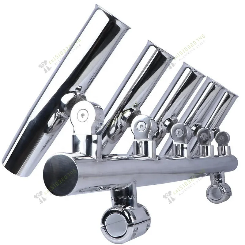 Multi-tube Polished 304/316 Stainless Steel Yacht Fishing Rod Bracket Adjustable 26mm-32mm Boat Fittings