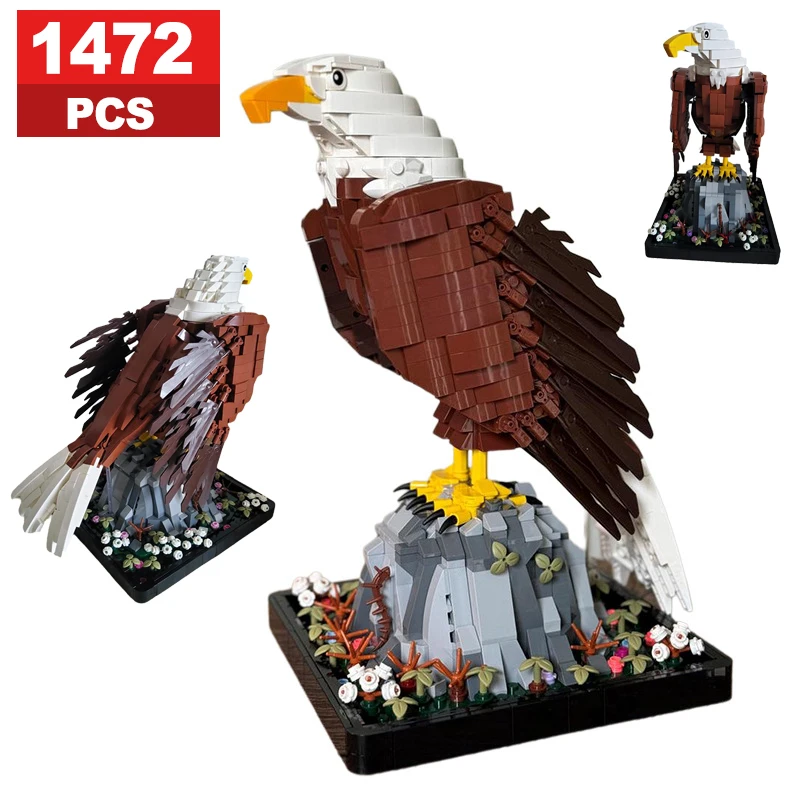 MOC 1:4 Animal Flying Eagle Bald Eagle Building Blocks Model Sea Eagle Bricks Creative Decoration Assembled Toy Children Gifts