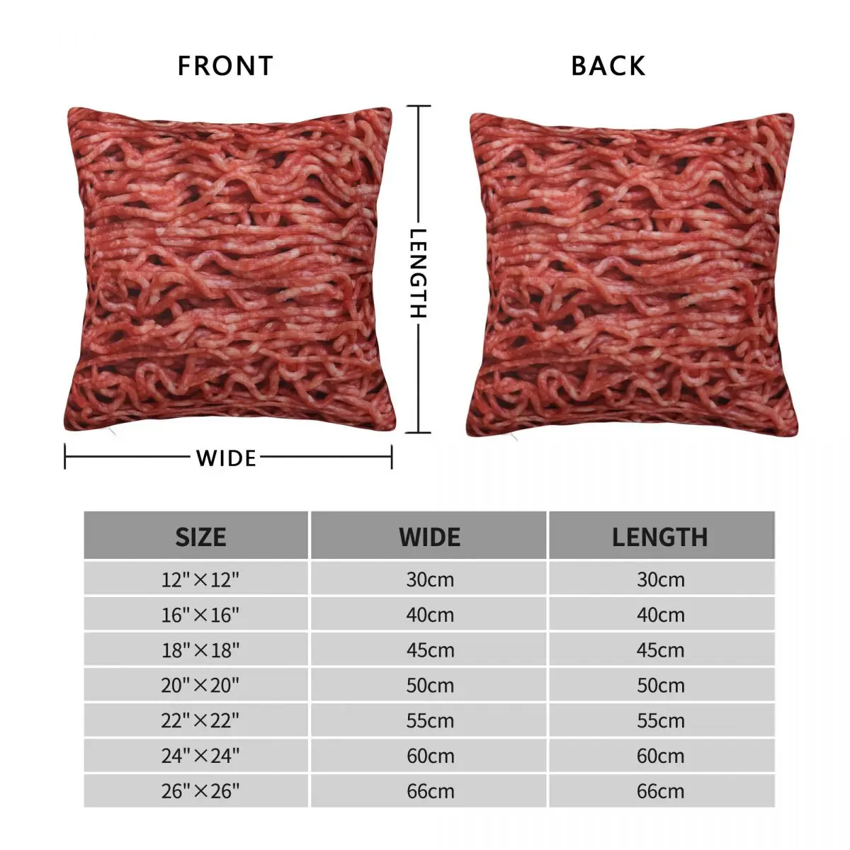 Real Minced Meat Pillowcase Polyester Linen Velvet Pattern Zip Decor Pillow Case Sofa Seater Cushion Cover