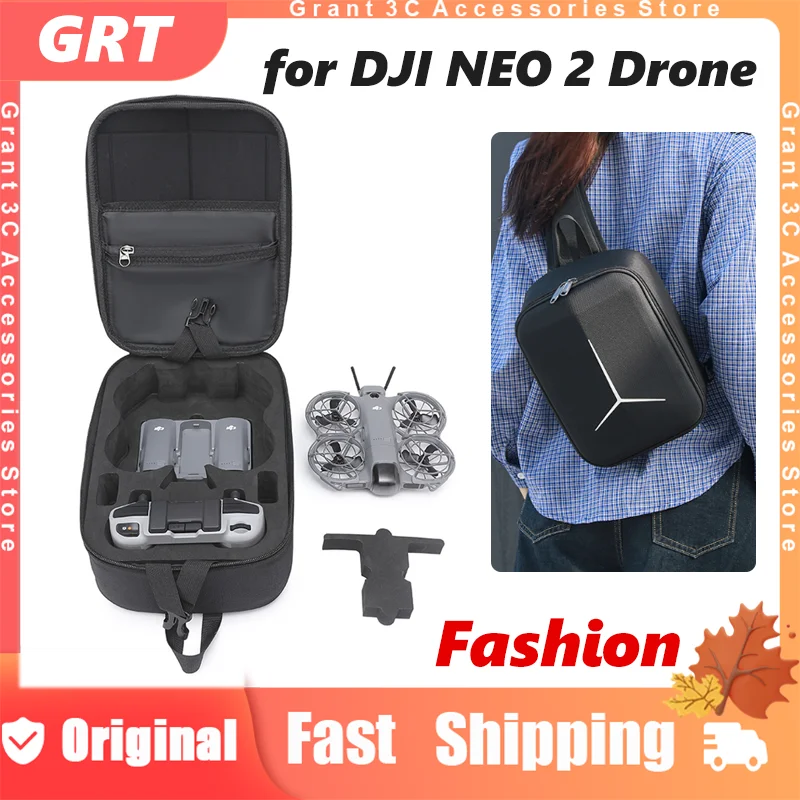 

Портативная модная коробка GRT NEO2 для DJI NEO 2, сумка для хранения, уличная сумка на плечо, аксессуары для дронов, рюкзак для полета с твердым корпусом