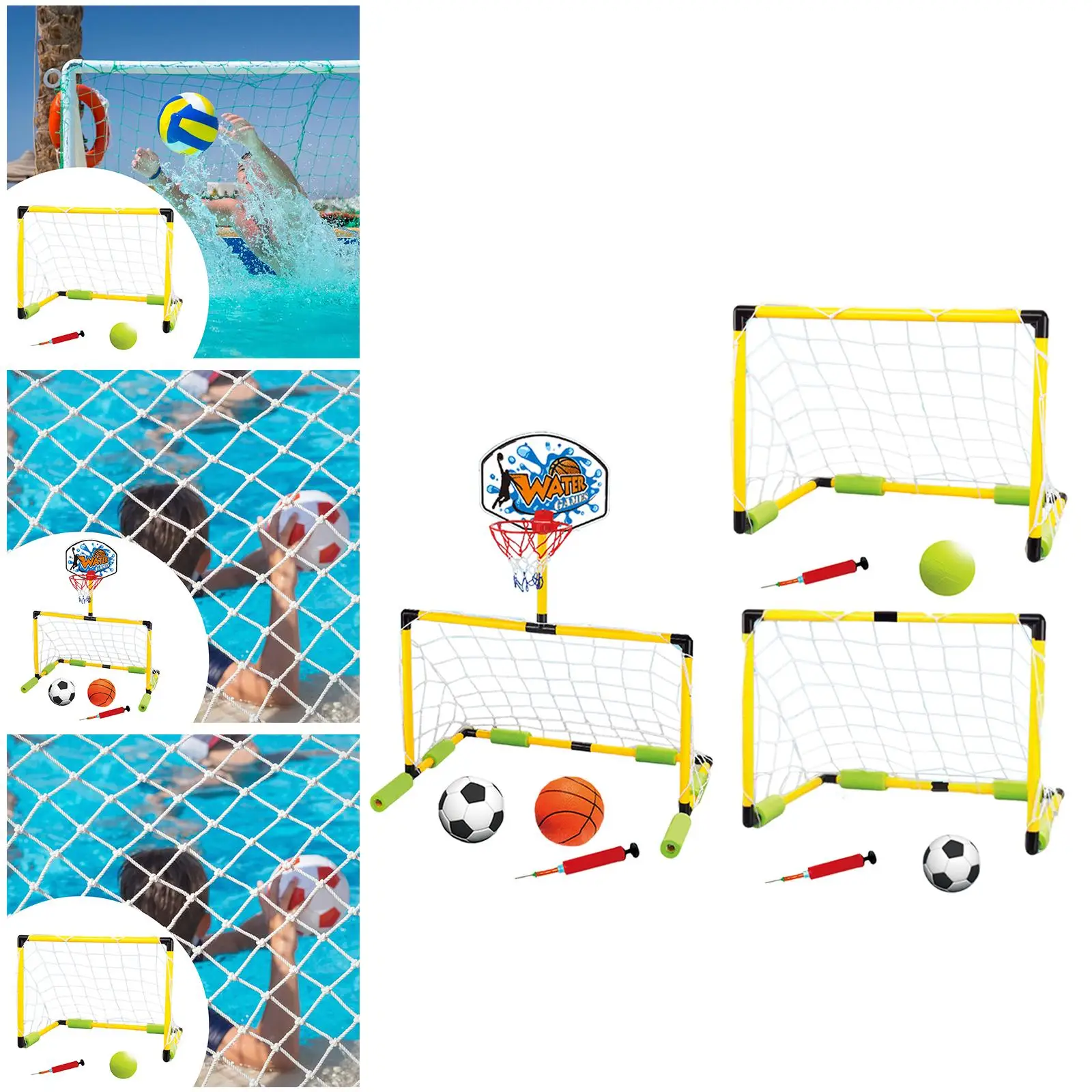 Water Sports Game Set Inflatable Pool Soccer Goal with Ball and Pump for Kids Ages view 6