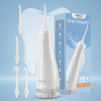 Cordless Rechargeable Oral Irrigator Water Dental Flosser Pick for Teeth: 5 Modes &Tips 15 Level Pressure, 300ML Removable Tank
