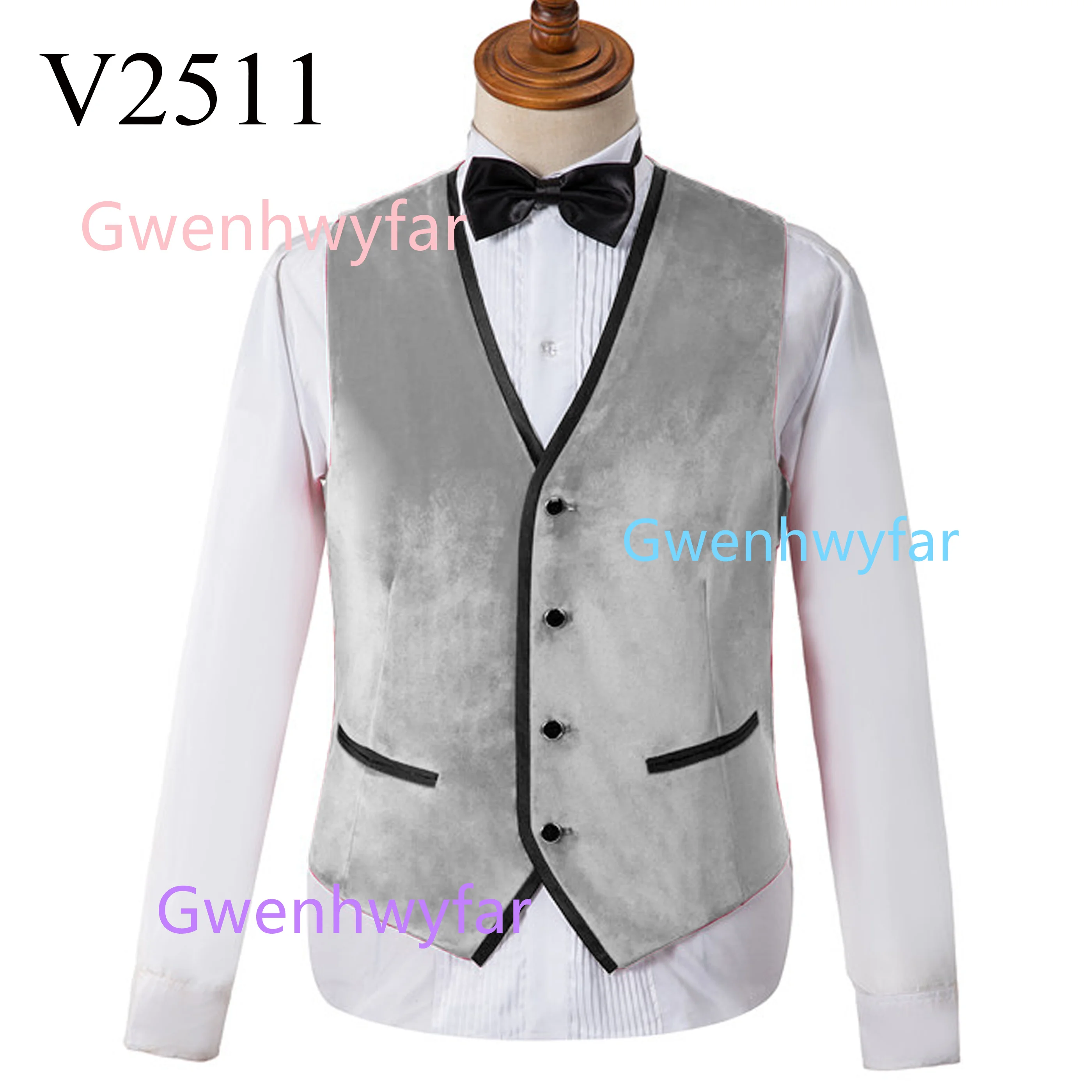 G&N 2025 Winter New Warm Silver Velour Vest Single Breasted V-neckline with Black Edging Wedding Inner Vest 13 Colors Available