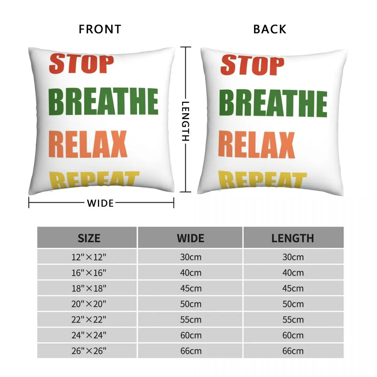 Stop Breathe Relax Repeat Square Pillowcase Polyester Linen Velvet Printed Decorative Throw Pillow Case Sofa Cushion Case 45x45