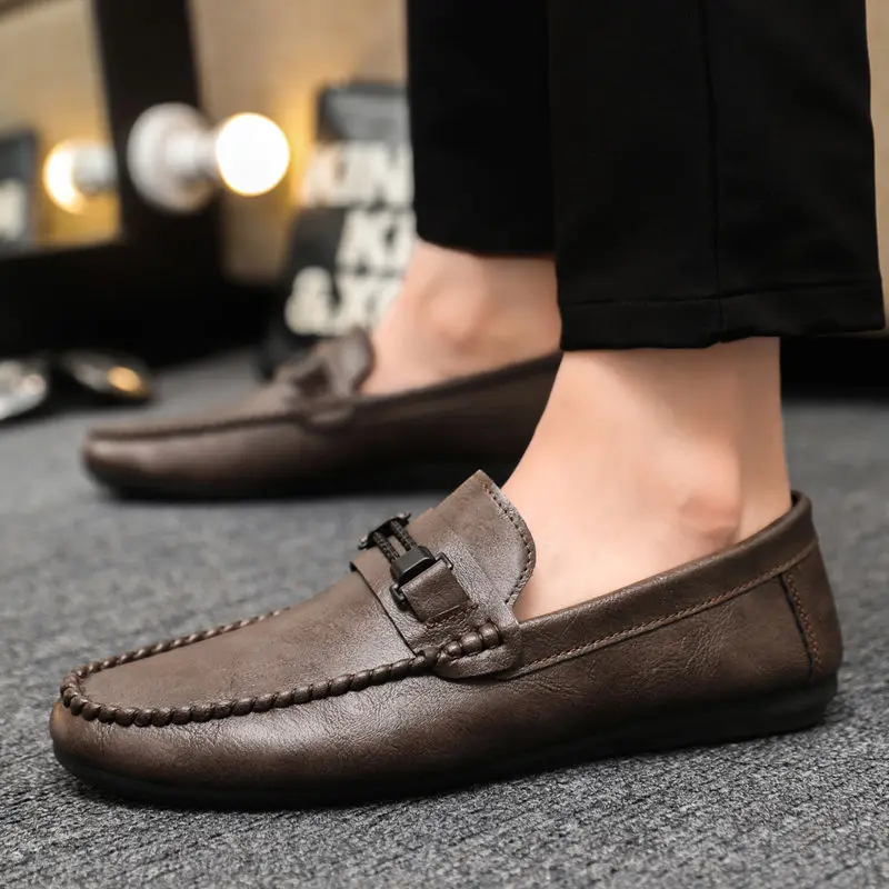 

Low-Top British Style Male Casual Shoe Brown Plus Big Size Pu Luxury Sale Adults Footwear Offer Comfortable Men's Leather Shoes