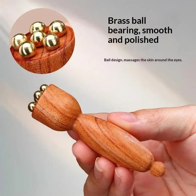 New Beauty Professional Brass Rosewood Facial Handheld Gua Sha Tool Eye Relaxation Acupoint Massage