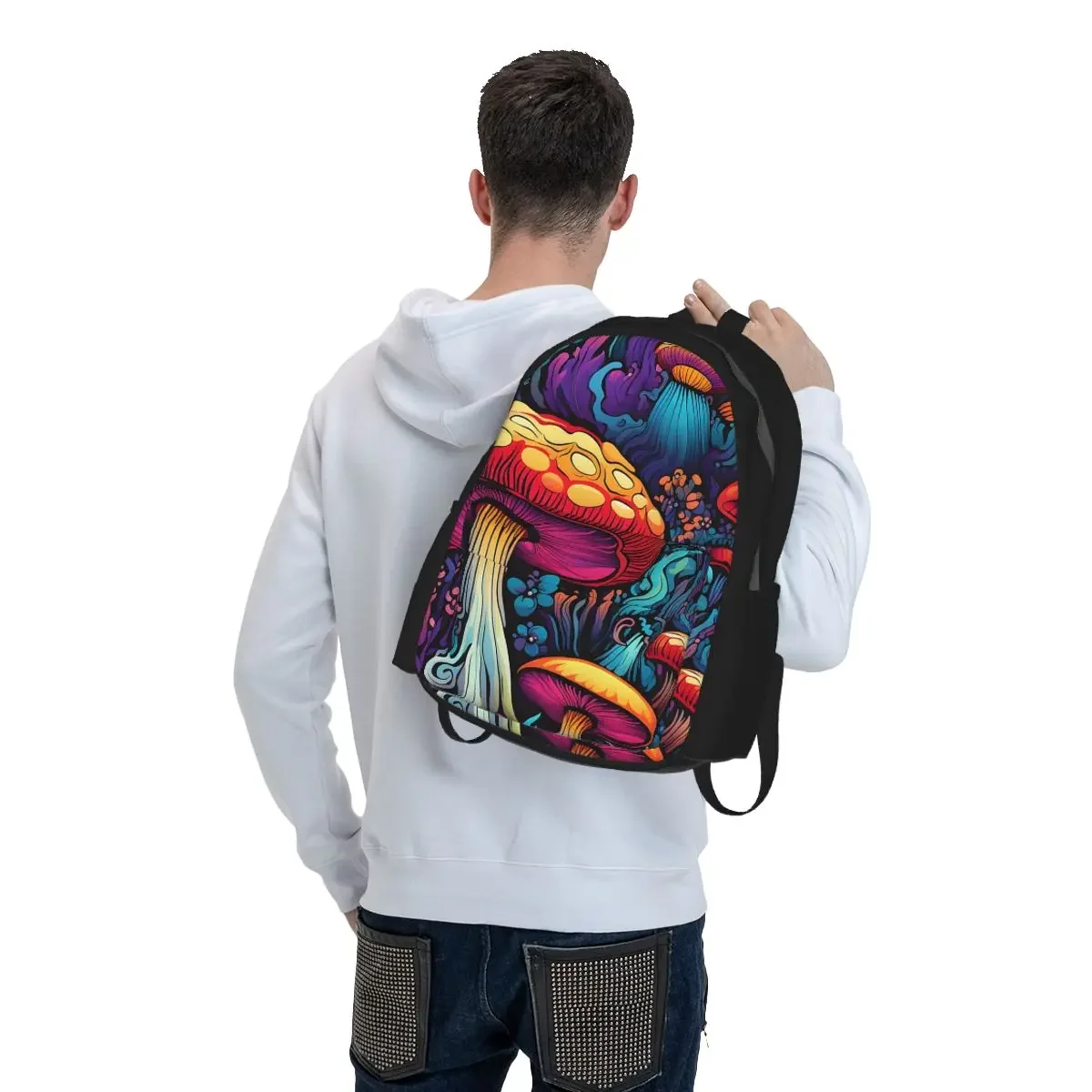 Acid Trippy Weird Psychedelic Mushroom Backpack Boys Girls BookBag Children School Bag Computer Shoulder Bags for Men Women
