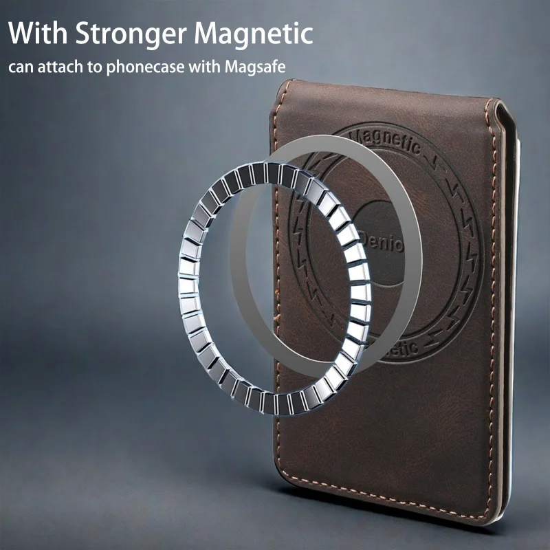 Minimalist Ultra Thin PU Leather Magnetic Phone Stand Wallet with RFID Blocking - Card Holder Pouch for iPhone Holds 5-6 Cards