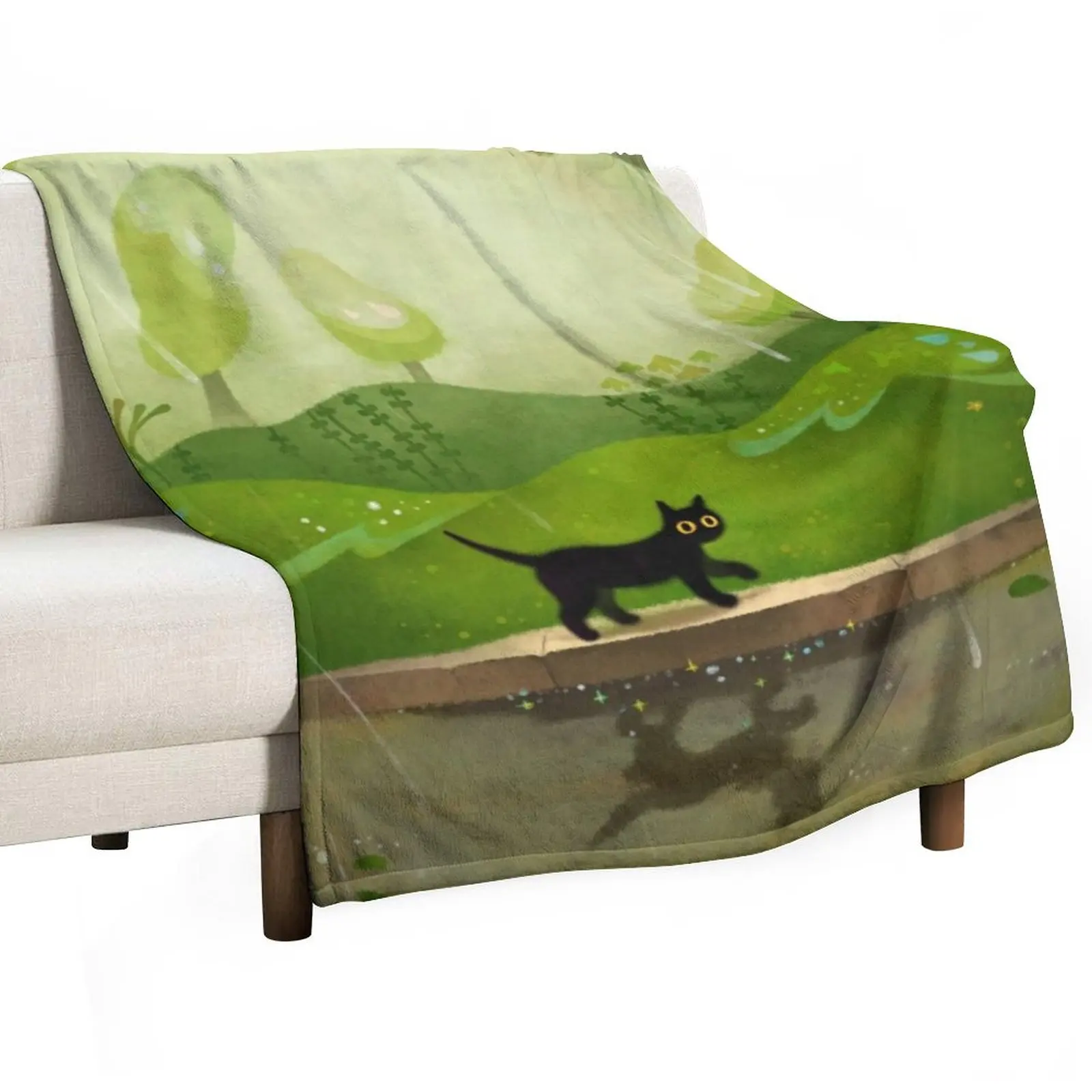 Kitty on a rainy day Throw Blanket Sofa Throw for winter Camping Blankets