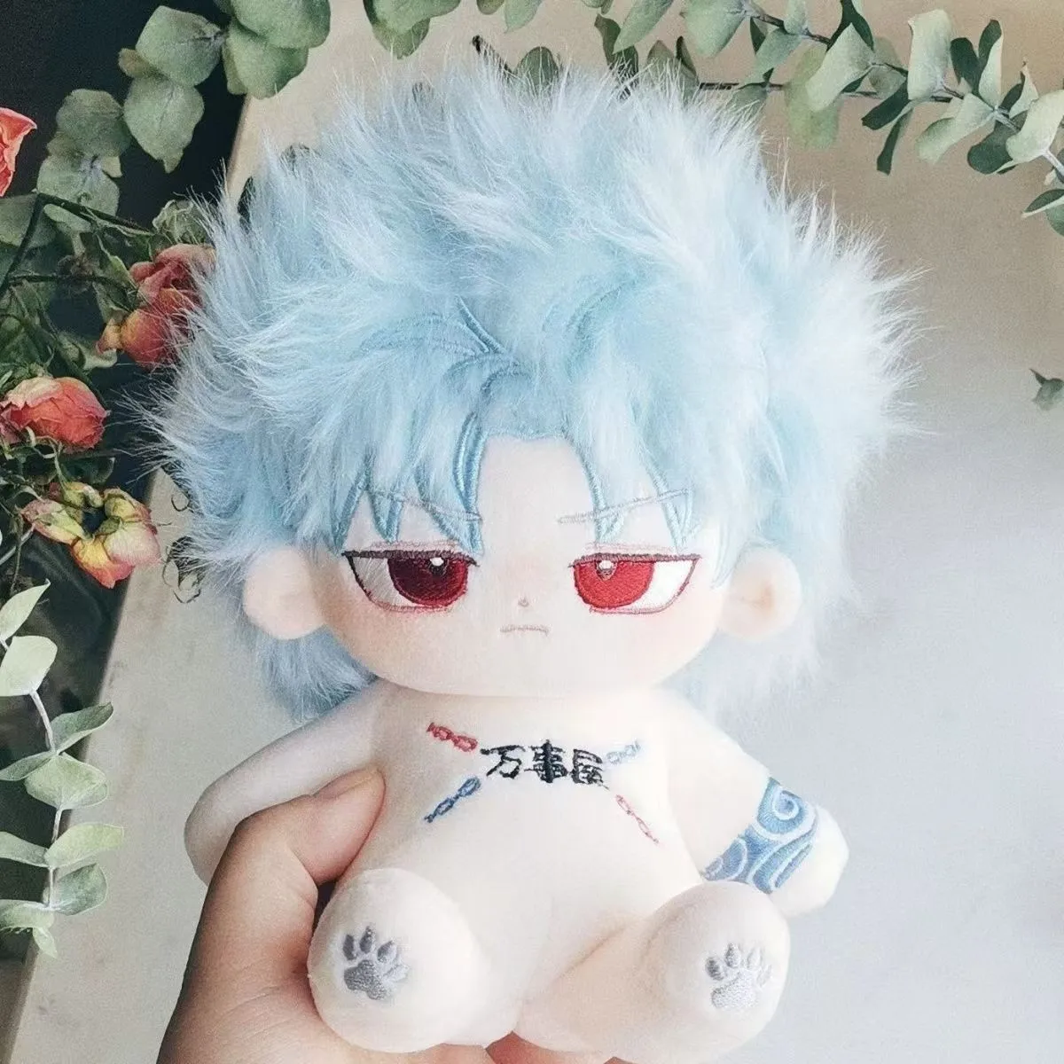 Animation Peripherie Cos Anime Gintama Gintoki süße Baumwoll puppe 20cm Cartoon Dressing Plüsch Puppe Geschenk Spielzeug für Kinder Erwachsene