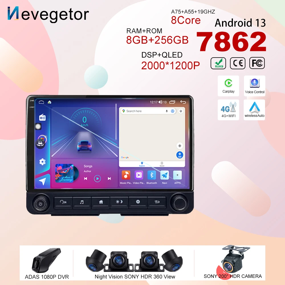 Car GPS For Honda VEZEL 2015 - 2022 Auto Android13 Radio Stereo Multimedia Player 5G GPSNavigation Wireless Carplay HDR QLED DVD
