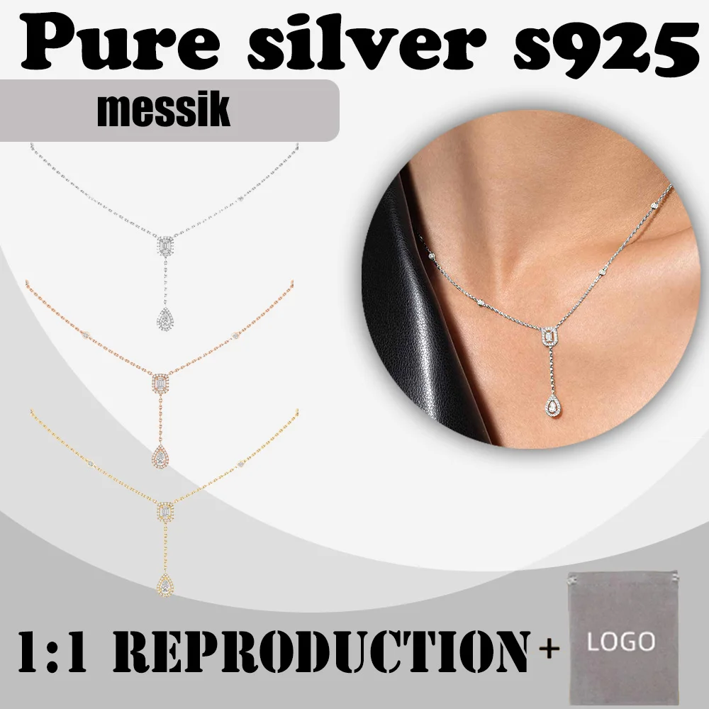 Classic high-end Messik - Style pure silver s925 elegant MY TWIN necklace tie style diamond inlaid necklace