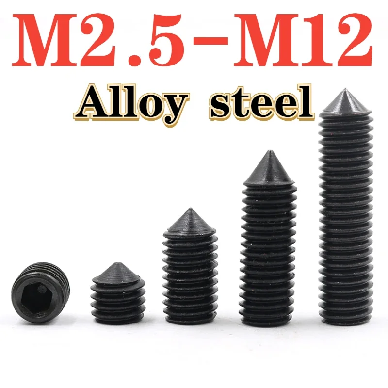 Black Grade 12.9 Alloy Steel Hexagonal Cone Head Bolt M2.5 M3 M4 M5 M6 M8 M10 M12 Cone Head Cyclic Head Fitting Screw