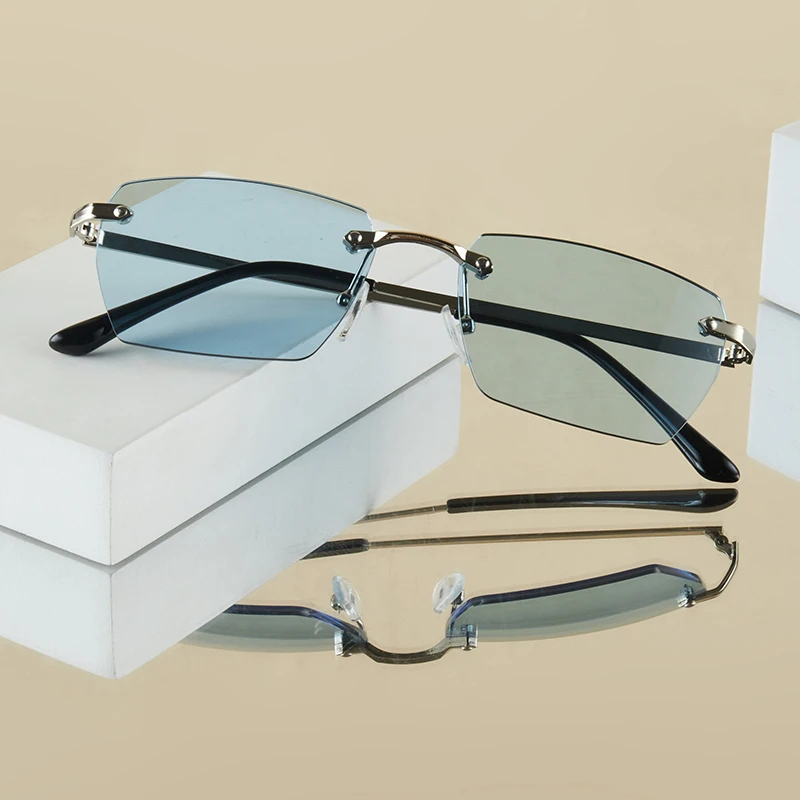 1Pc Men's Fashion Glasses New Metal Square Frameless Elegant Retro Casual Versatile Men's Decorative Suitable for Daily Outdoor