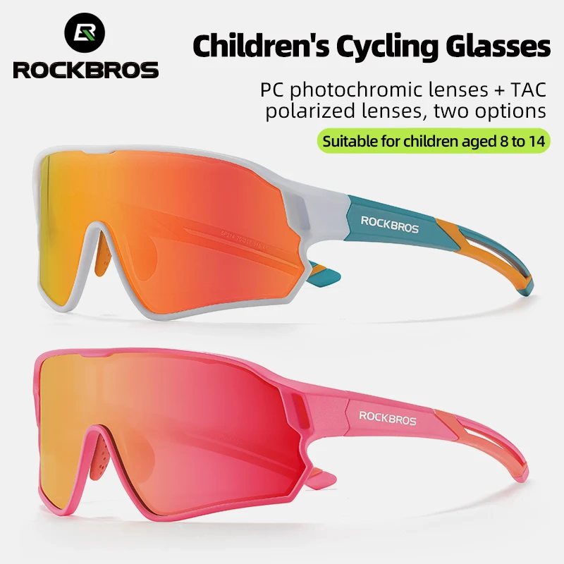 ROCKBROS polarizada fotocromática ciclismo óculos para crianças, esportes ao ar livre óculos, criança MTB bicicleta óculos, proteção UV400