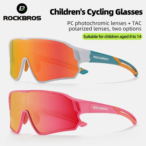 Imagen 1 del producto ROCKBROS, gafas fotocromáticas polarizadas para ciclismo para niños, protección UV400, gafas de sol para deportes al aire libre, gafas para bicicleta MTB para niños