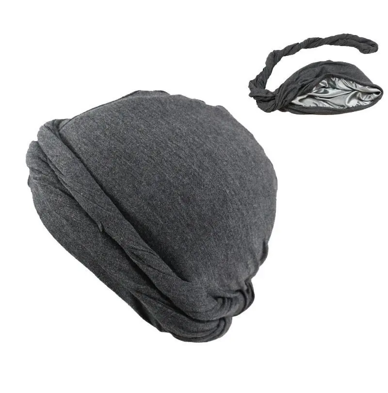 Bufanda de cabeza para hombre, gorro de algodón sólido, gorro elástico nacional, informal