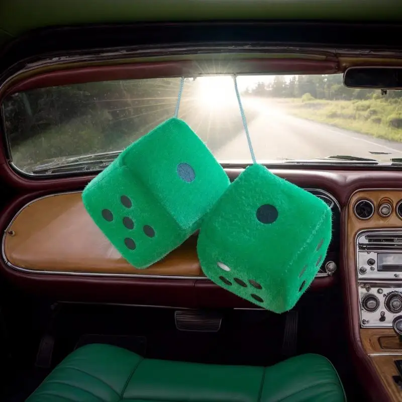 Cool 3D Dice Velvet Car Interior Pendant, One Pair, Quirky New Year Gifts, Modern Auto Decoration Pieces