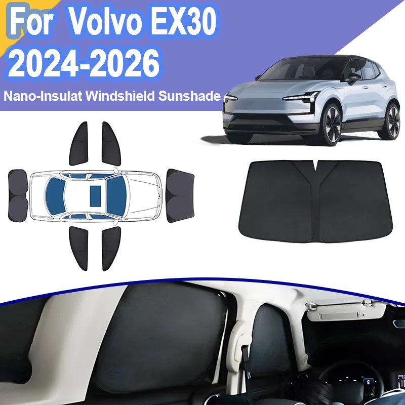 

For Volvo EX30 2024 2025 2026 Car Full Sun Visor UV Blocking Sunshade Windshield Cover Stickers Privacy Curtain Car Accessories