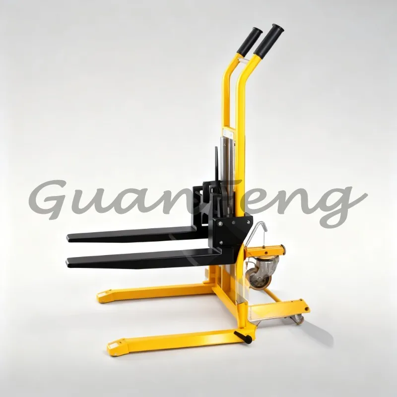 Four-wheel 200kg manual stacker, portable light household lift trolley