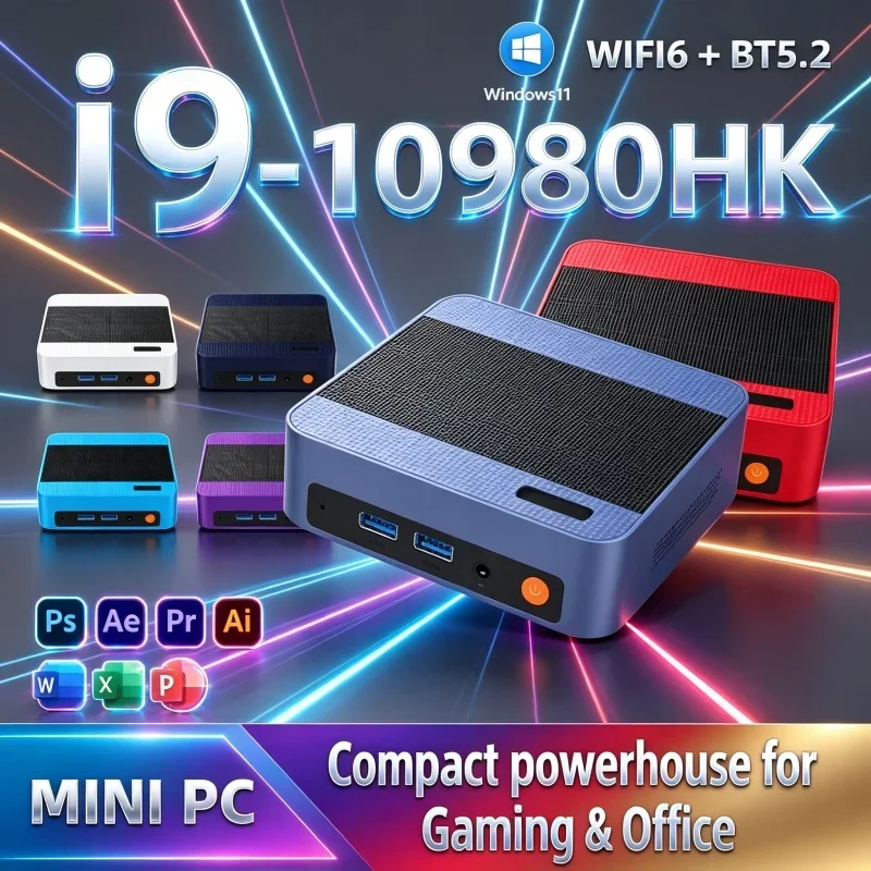 2026 New Arrival Mini PC Intel Core i9 10980HK Win11 12 Colors 1TB SSD 16/32GB RAM WIFI6 BT5.2 Home Office Gaming Mini Computer