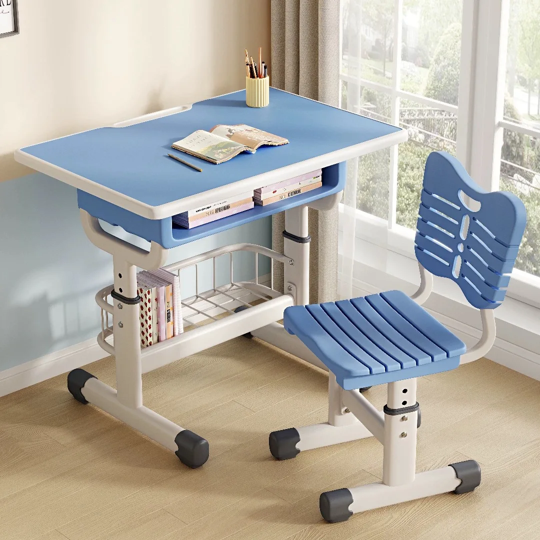 

Modern Single Seat Student Table Chair Set Comfortable Durable Plastic Furniture with Steel Frame Middle School Classroom Use