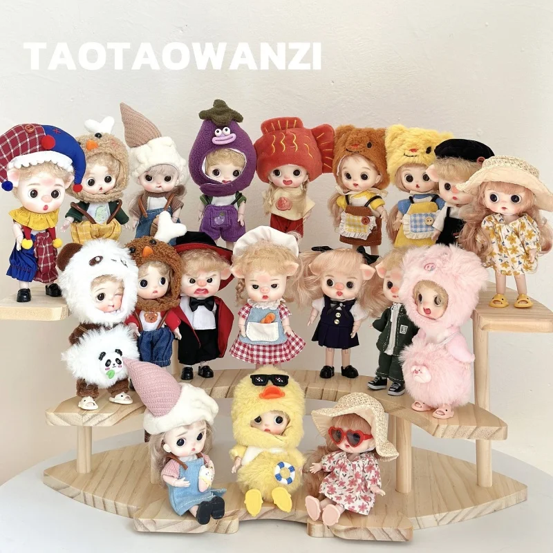

Original Tao Tao Wanzi Ob11 Cute Girl Doll Multi Joint 14cm Action Figures Trendy Toys Dress Up Doll Collect Model Ornament Gift