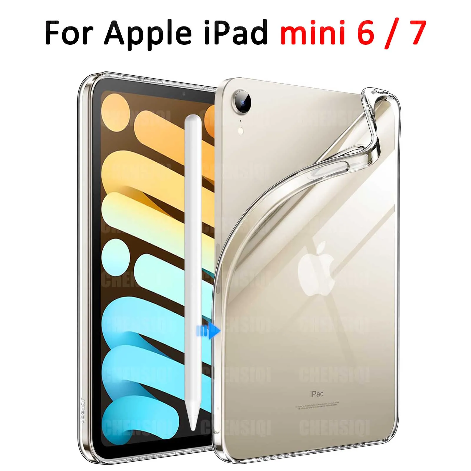 

Прозрачный чехол для Apple iPad mini 6/7 (A17 PRO) Мягкий корпус из ТПУ Тонкий противоударный чехол для планшета Apple iPad mini 2021 2024