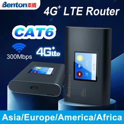 Benton CAT6 4G+ LTE WiFi Router Portable 300Mbps 4G LTE MiFi Router Pocket WiFi Hotspot SIM Card Mobile Router Modem Repeater