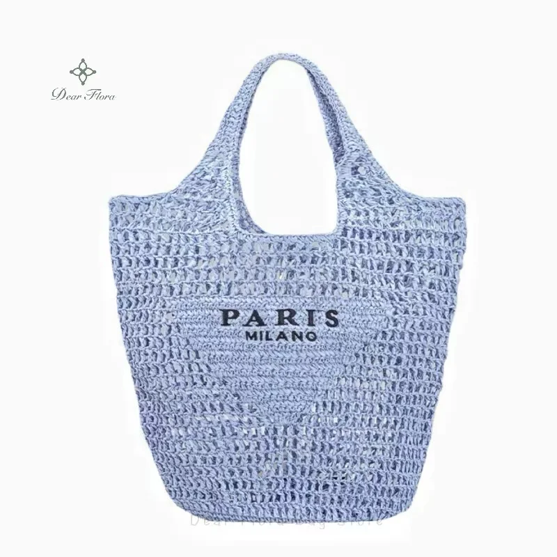 Women\'s Summer Beach Vacation Fashion Straw Knitting Shoulder Bags Luxury Hollow Out Handbag Portable Large Capacity Casual Tote