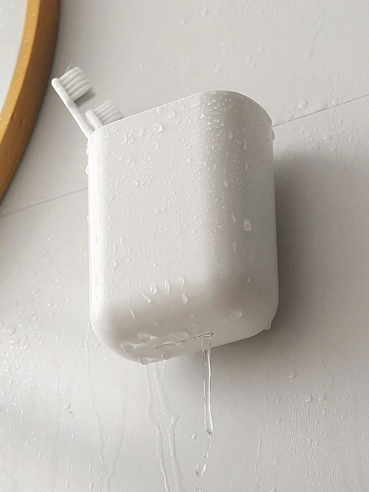Die an der Wand montierte Aufbewahrungsbox kann Wasser ablassen, geeignet für die Aufbewahrung von Zahnpasta und Zahnbürsten an der Badezimmerwand geeignet – Detail 3