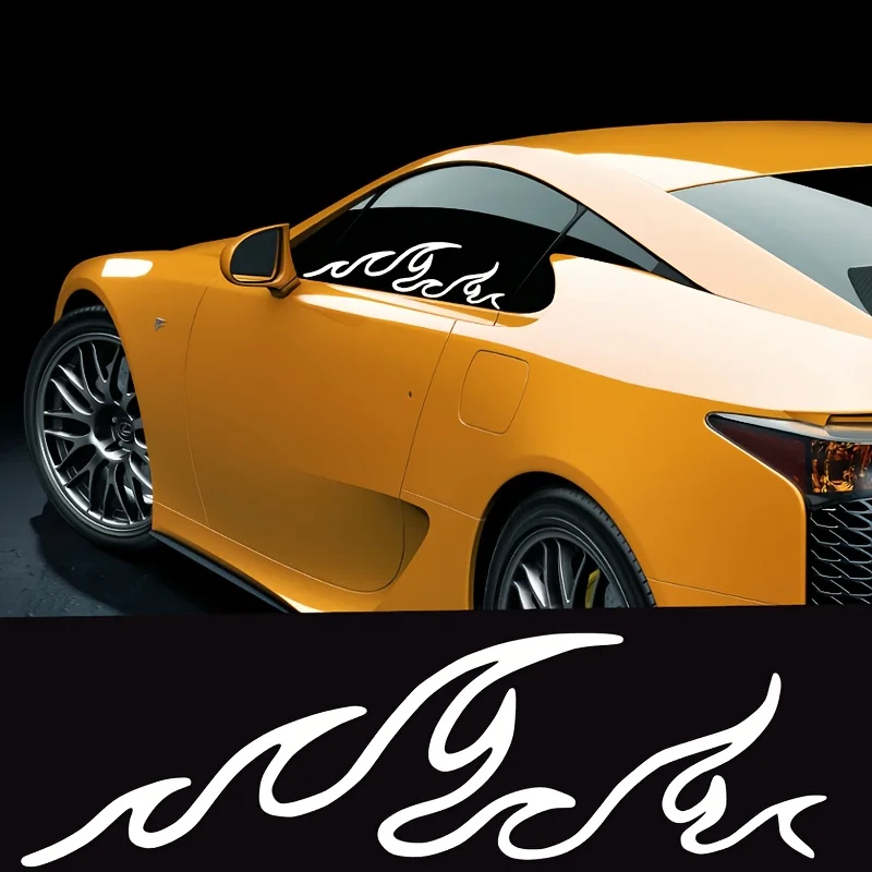 1 adhesivo decorativo de vinilo impermeable con diseño de ondas de llama abstractas para ventana de coche, casco de motocicleta, portátil, bicicleta