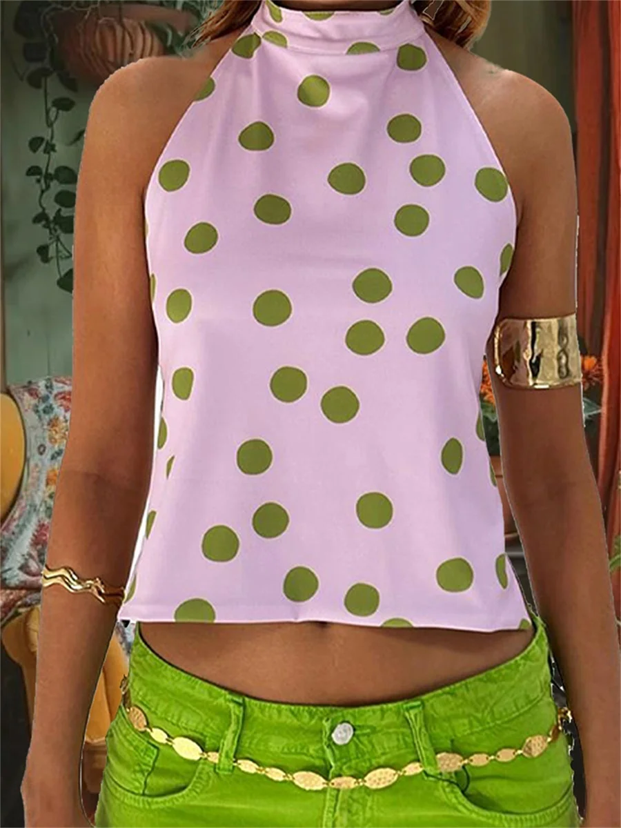 Women Sexy V-Neck Lace Camisole Tank Top Sleeveless Backless Floral Print Summer Blouse for Beach Vacation Party