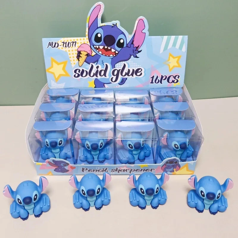 16pcs Disney Lilo And Stitch Pencil Sharpener Anime figure Cute Pvc Doll Student Cartoon Single Hole Pencil Sharpener