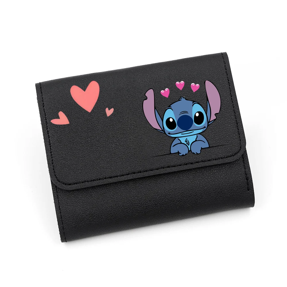 Disney-billeteras Lilo & Stitch para mujer, cartera sencilla y corta para tarjetas, bolso multifunción