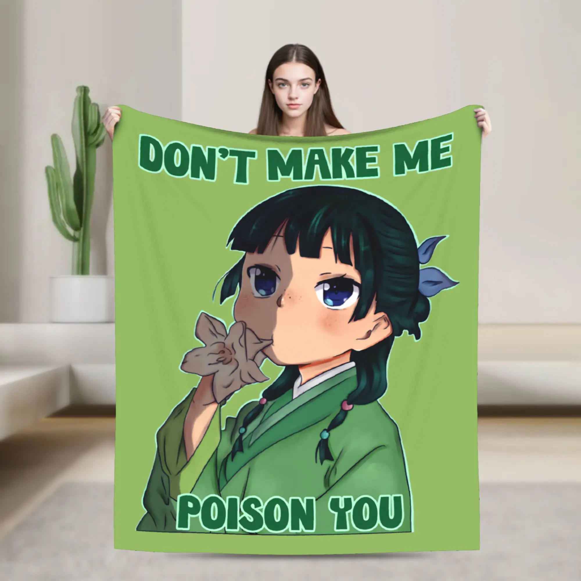 Cute Maomao Blankets Flannel Spring/Autumn The Apothecary Diaries Anime Multi-function Throw Blankets for Bed Bedroom Rug Piece