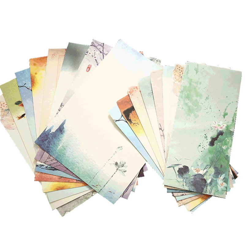 6pcs/set Wash Painting Envelopes Letter Pads Vintage Letter Paper Note Pads Wedding Party Supplies Korean Stationery Office