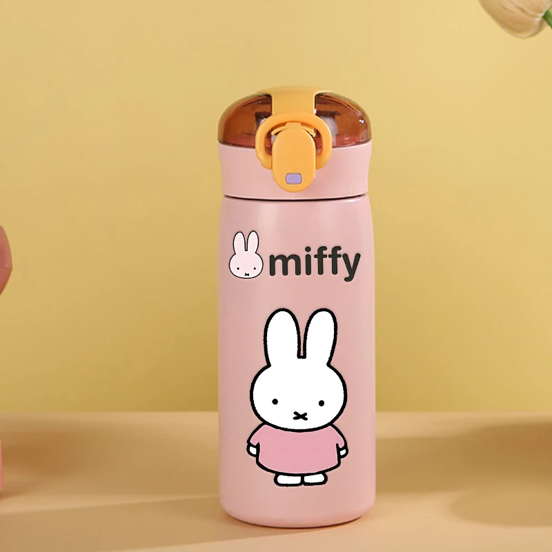 

460ml Cartoon Miffys Stainless Steel Thermal Bottle Cute Bunny Outdoor Vacuum Flask Rabbit Girl Thermos Insulated Water Cups