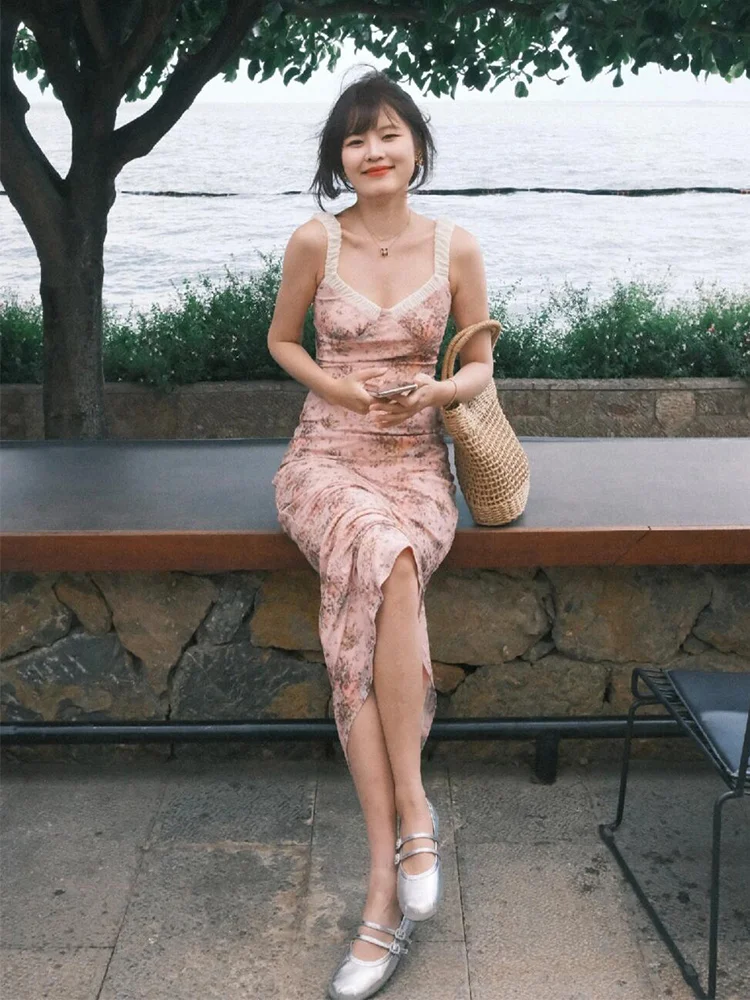 Bloemen V-Ne ter Dr Vrouwen Zomer Me Nieuwe Zachte Sle Midi Strakke Bodycon Rok A-lijn Rok No-Slee vakantie Sle