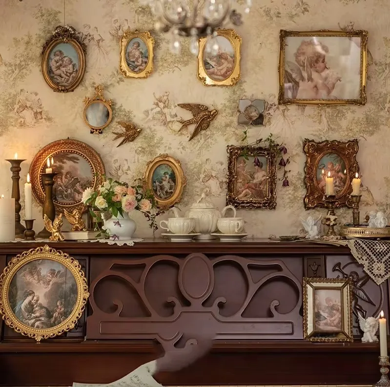 Europa Vintage Künstlerische Luxuriöse Palast Geschnitzte Relief Foto Bilderrahmen Harz Wandmalereien Haus Hotel Wand Aufkleber Dekoration