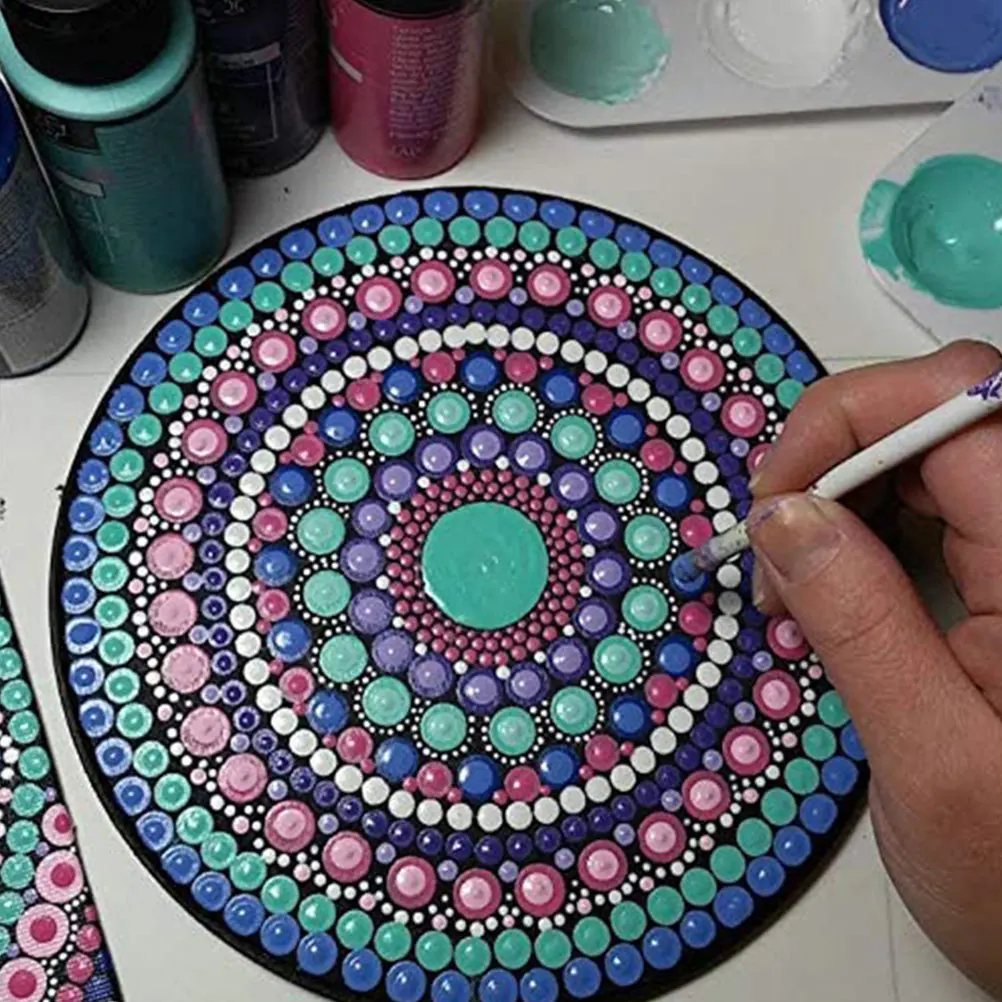 

8pcs Black Round Painting Cardboard 17cm Diameter Mandala Dot Durable Paper Material Multi Use Supplies