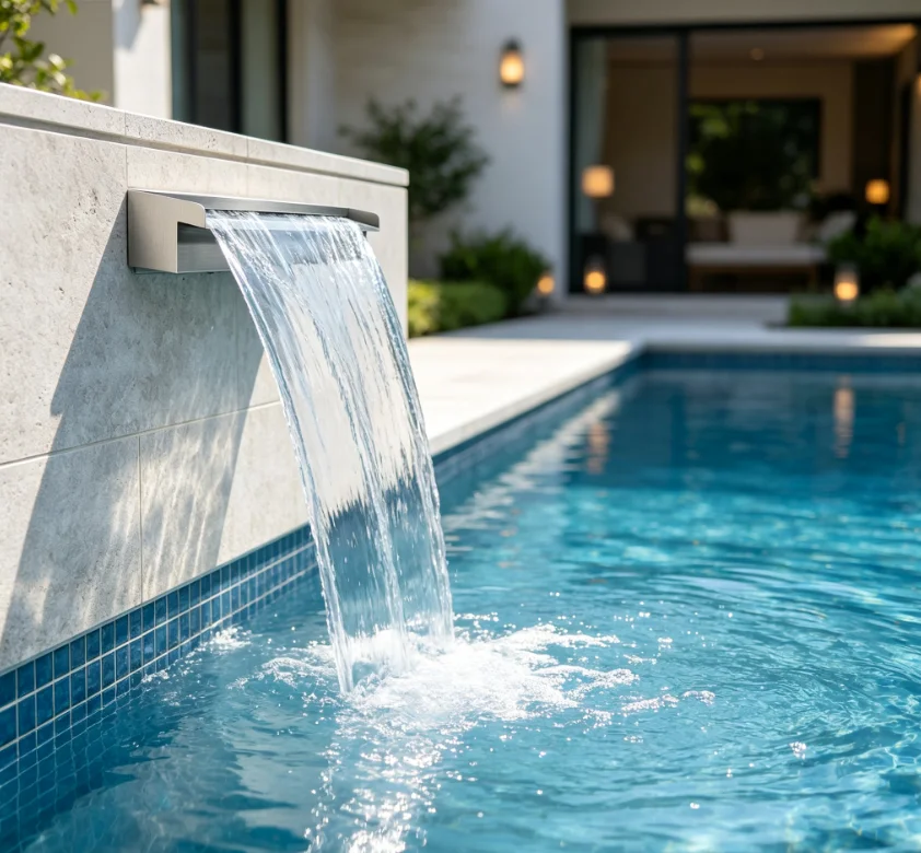 23.6‘’  Stainless Steel Waterfall Fountain Spout Rectangular Pool Water Spillway for Swimming Pool Pond Garden Landscape Water
