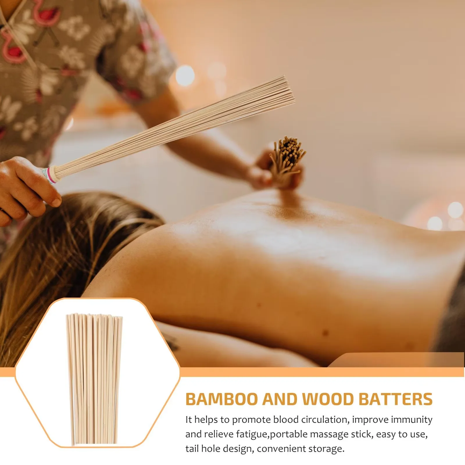 

Bamboo Massage Stick with Lanyard Handheld Manual Wood Therapy Massage Tools for Body Wood Guasha Tool for Women Men Shoulder Ba