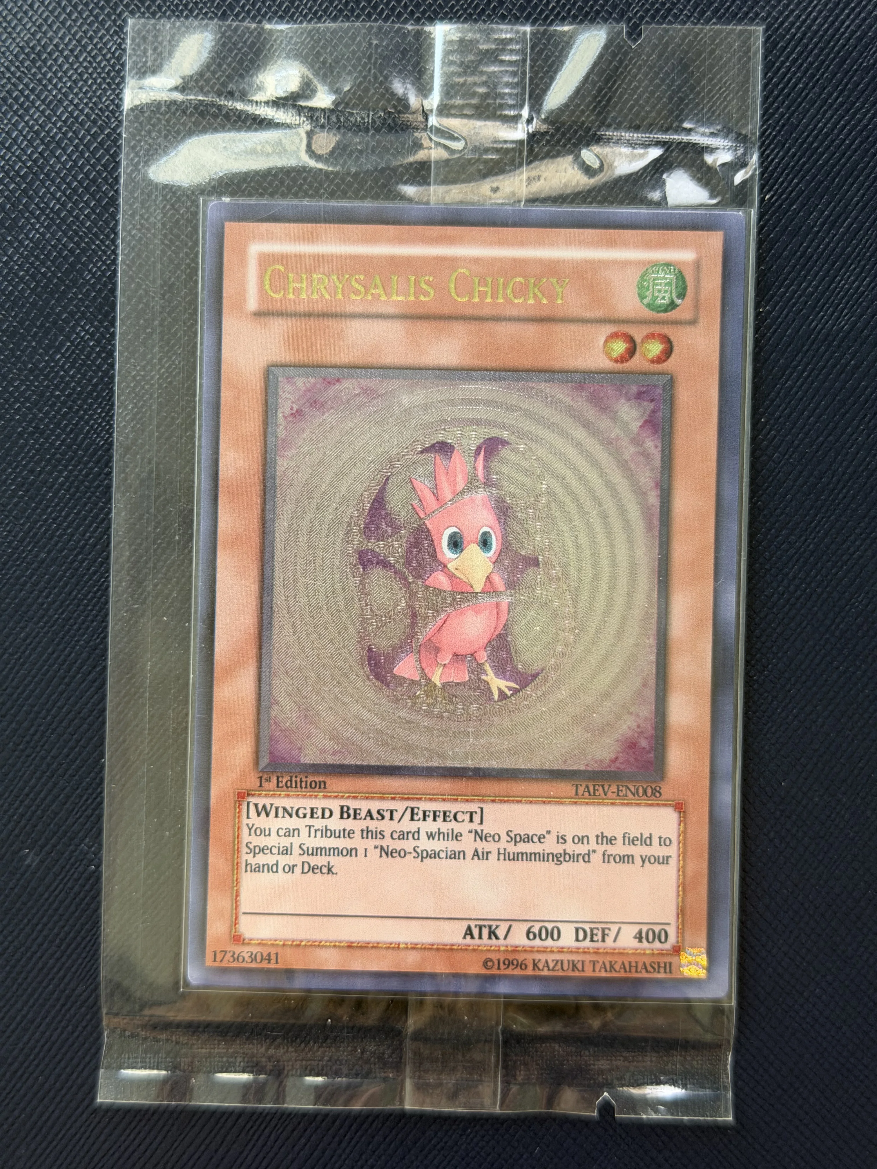 Ю-Ги-О! Коллекционная карточка Chrysalis Chicky TAEV-EN008 ULTRA RARE DIY для фанатов TCG (неоригинальная)