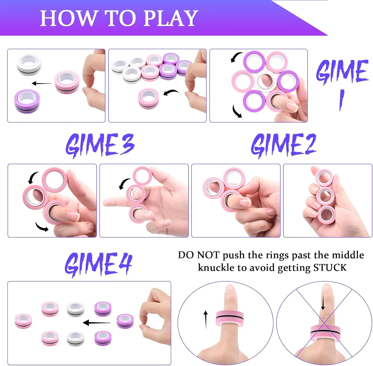 Anillo magnético Fidget Toys Set ADHD ansiedad magnético dedo Spinner Pack para adolescentes adultos niños más fresco imán alivio del estrés juguete